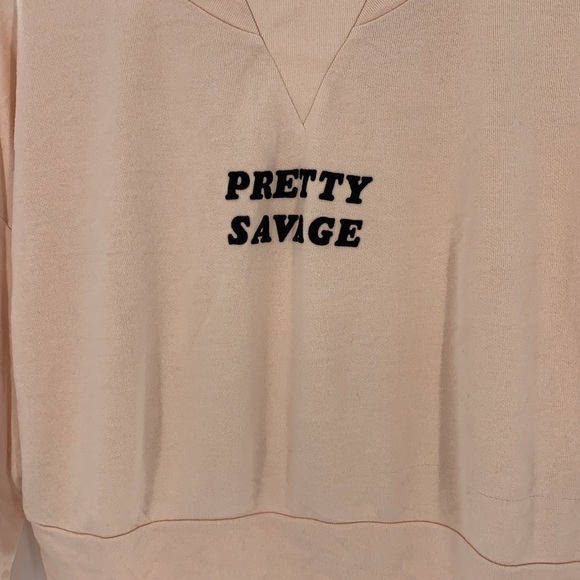 WILDFOX PRETTY SALVAGE LONG SLEEVE CROPPED SHIRT SMALL PEACH - Picture 2 of 5